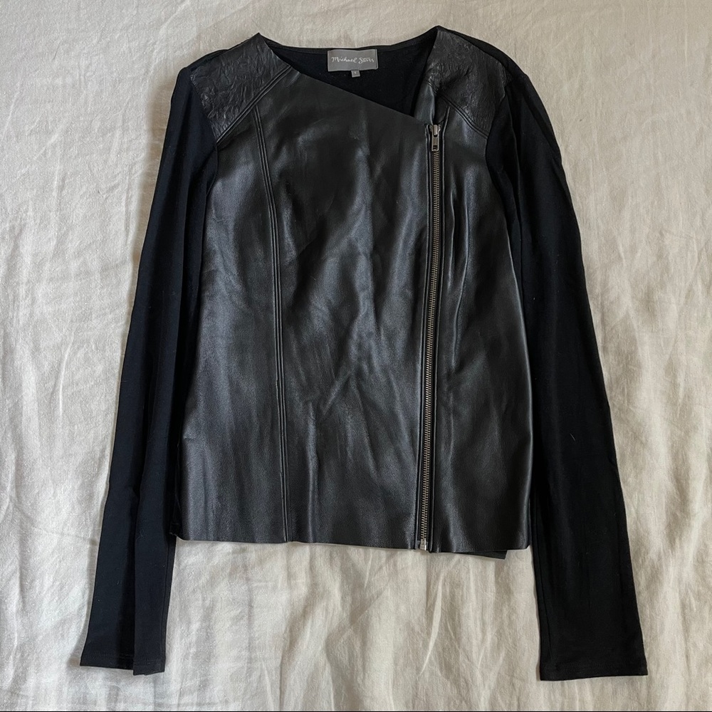 MICHAEL STARS Mix Leather Moto Jacket